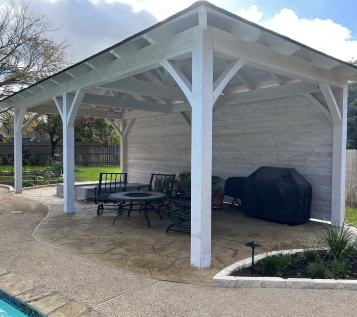 Concrete Patio with a Covered Pavilion and Stamp and Stain in College Station, Texas