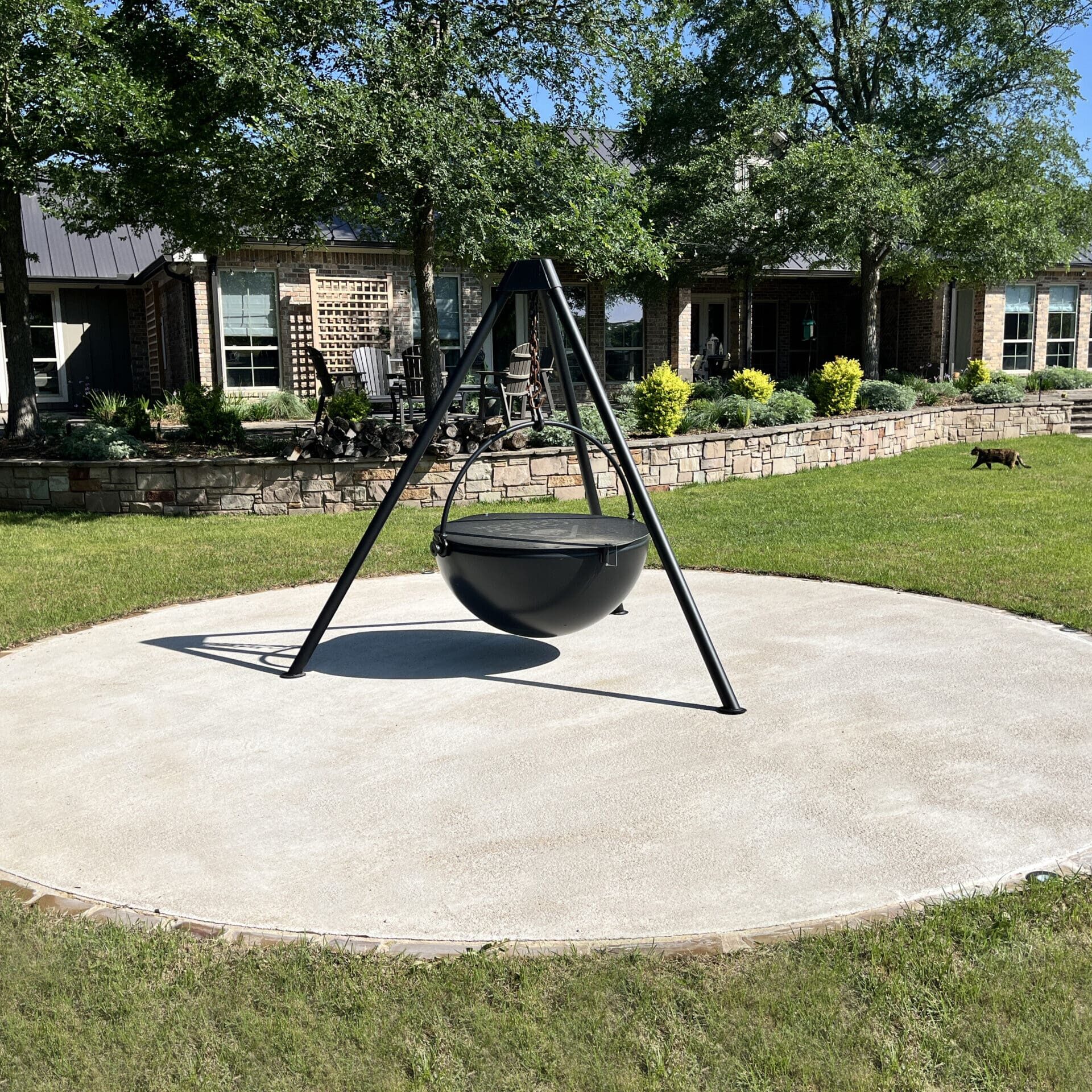 College-Station-TX-Concrete-Patio-Firepit-Seating Concrete Patio for a Fire Pit in College Station, Texas