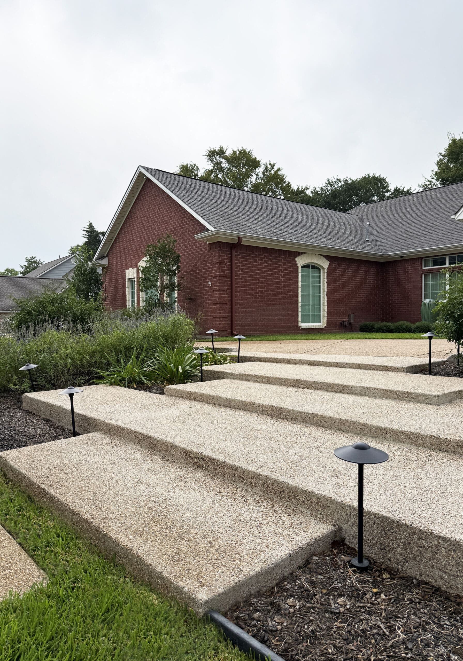 College-Station-TX-Concrete-Steps-Stairs-Modern-Asymmetrical-Design-Curb-Appeal Modern Concrete Steps with an Asymmetrical Design
